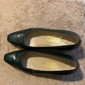 Forest Green Ferragamo Mid Pumps